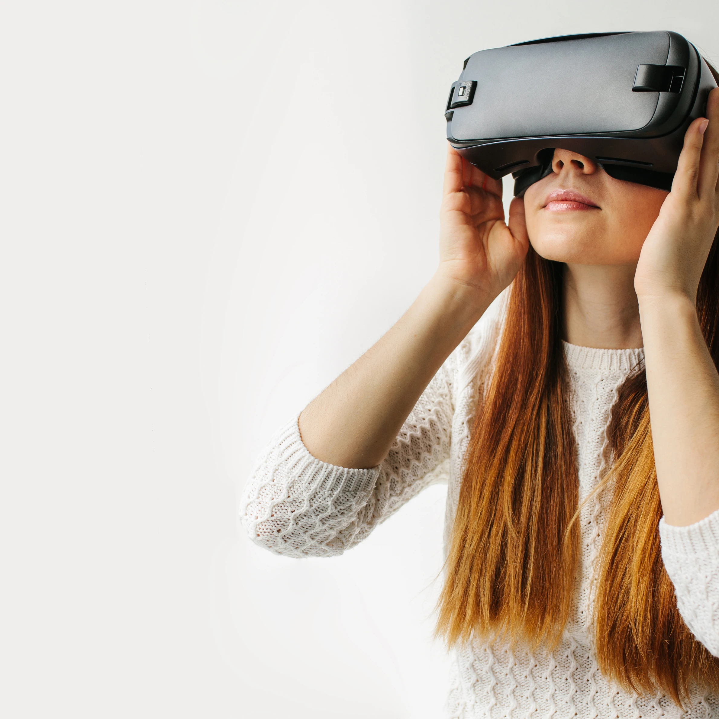 Woman using a virtual reality headset